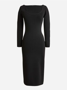 J Crew Sleek Black Scoop Neck Midi Dress, Medium